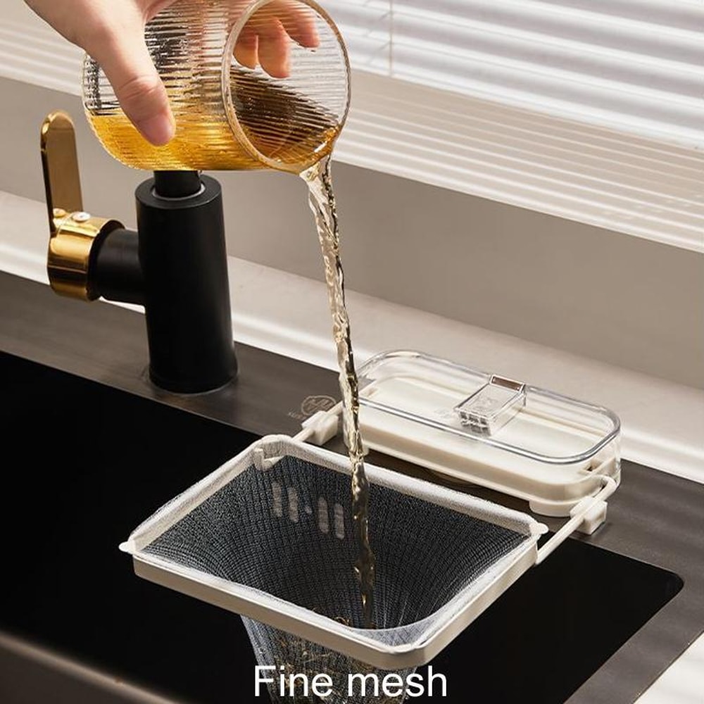 Suction Cup Kitchen Sink Filter Rack Drain Strainer Holder with Mesh Waste Strainer and Removable Suction Base