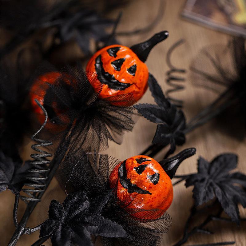 Spooky Pumpkin Branch Bouquet Halloween Decor Ghost Party Ornament