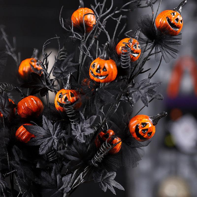 Spooky Pumpkin Branch Bouquet Halloween Decor Ghost Party Ornament