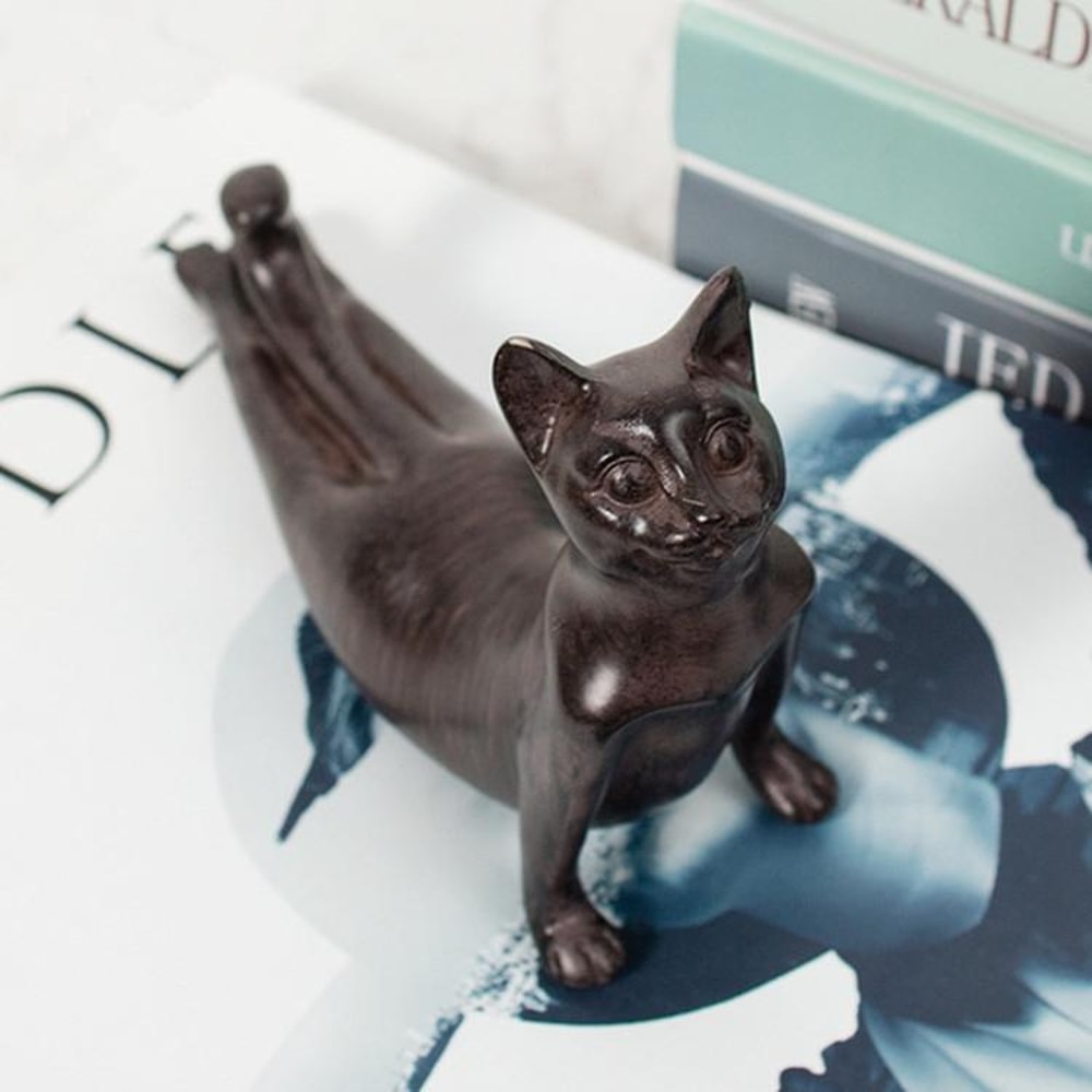 Zen Yoga Cat Figurine Meditation Decor for Home and Office