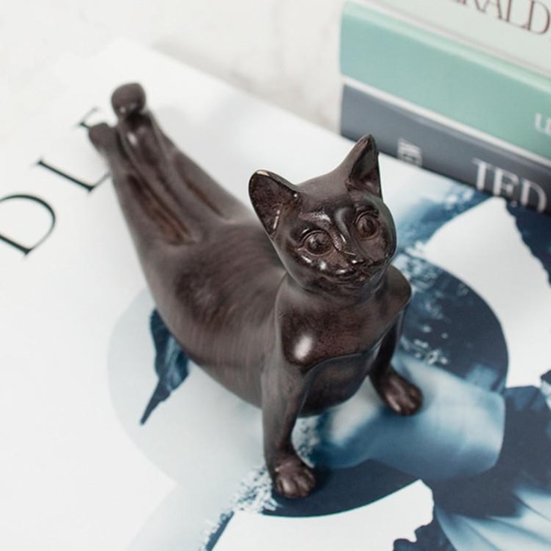 Zen Yoga Cat Figurine Meditation Decor for Home and Office