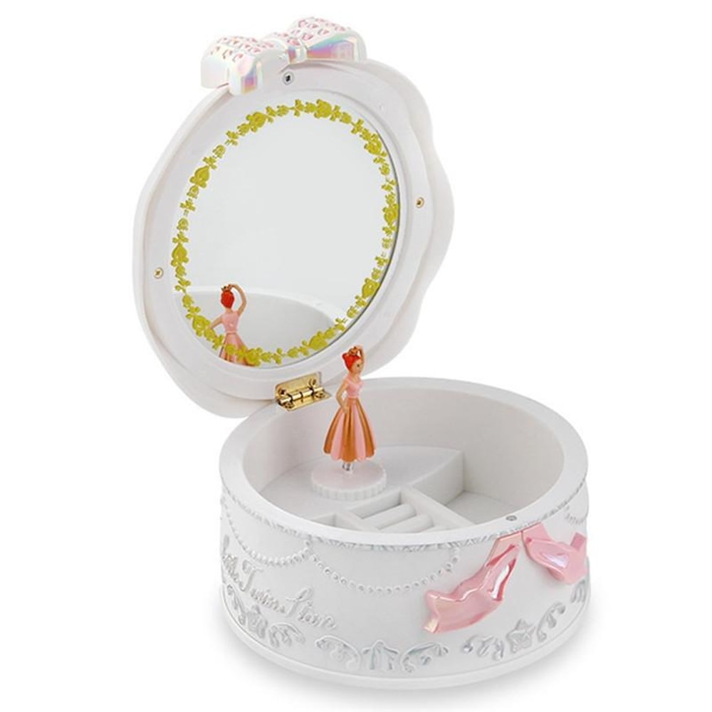 Rotating Ballet Music Box for Kids Pink Dancing Ballerina Jewelry Organizer
