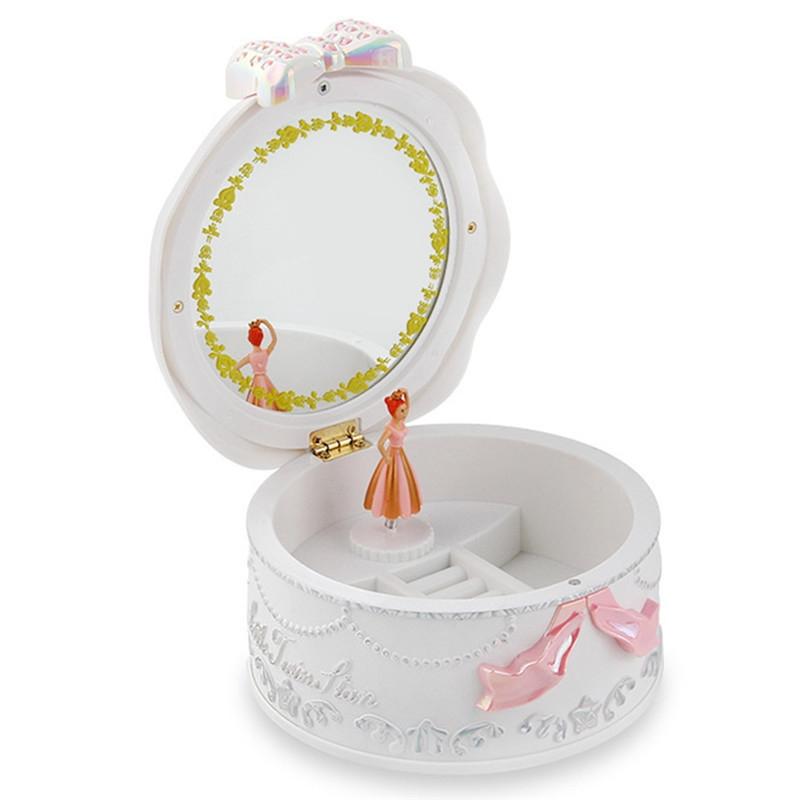 Rotating Ballet Music Box for Kids Pink Dancing Ballerina Jewelry Organizer