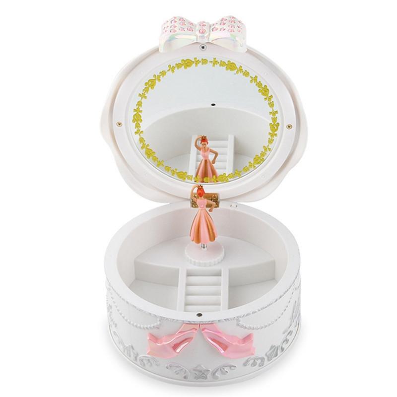 Rotating Ballet Music Box for Kids Pink Dancing Ballerina Jewelry Organizer