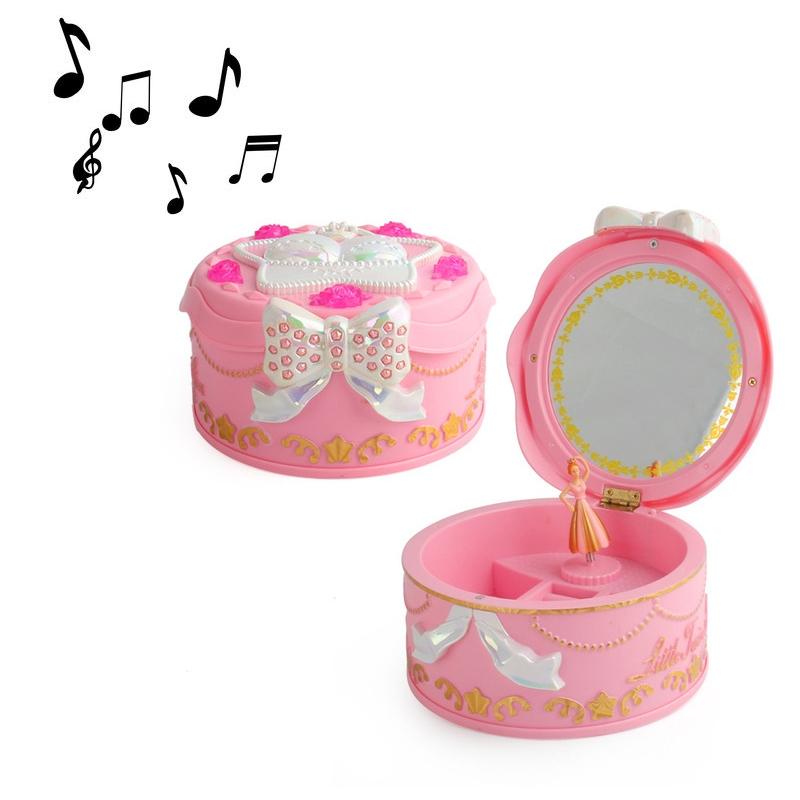 Rotating Ballet Music Box for Kids Pink Dancing Ballerina Jewelry Organizer
