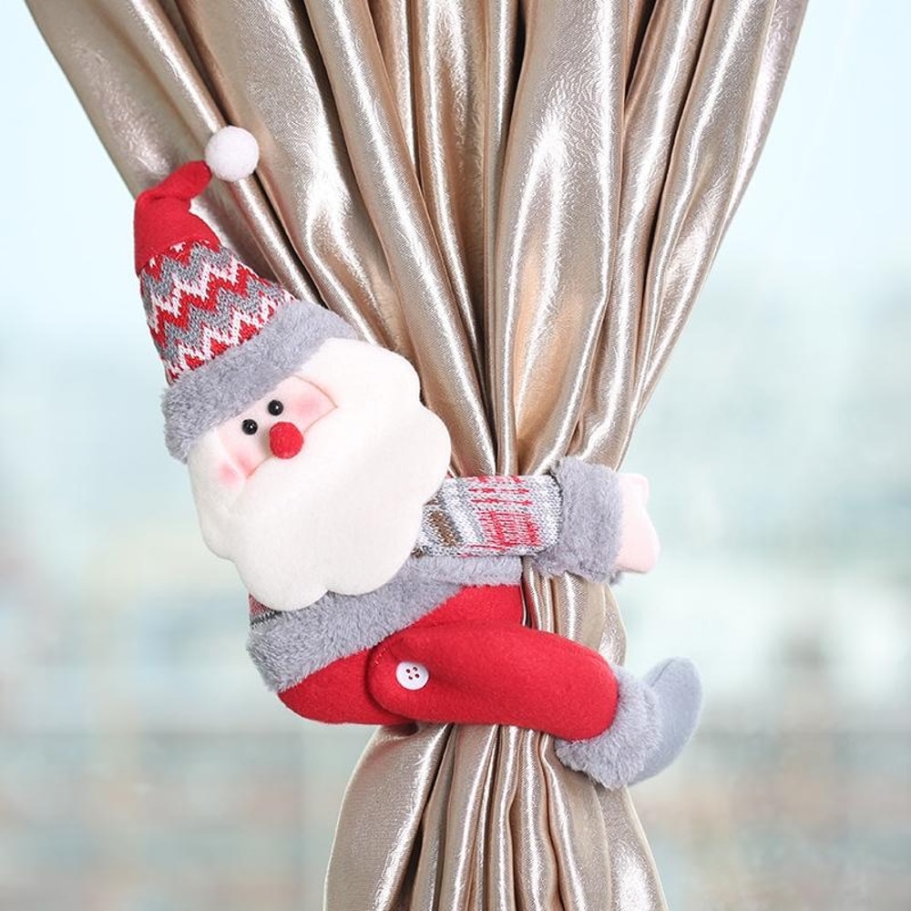 Christmas Elk Curtain Tieback Plush Doll Holiday Curtain Buckle Decor 1