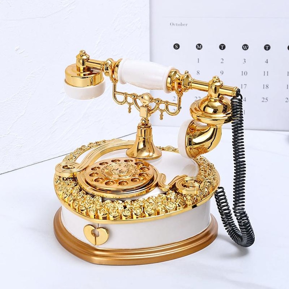 Vintage Rotary Telephone Music Box Decor for Home Entryway Gift