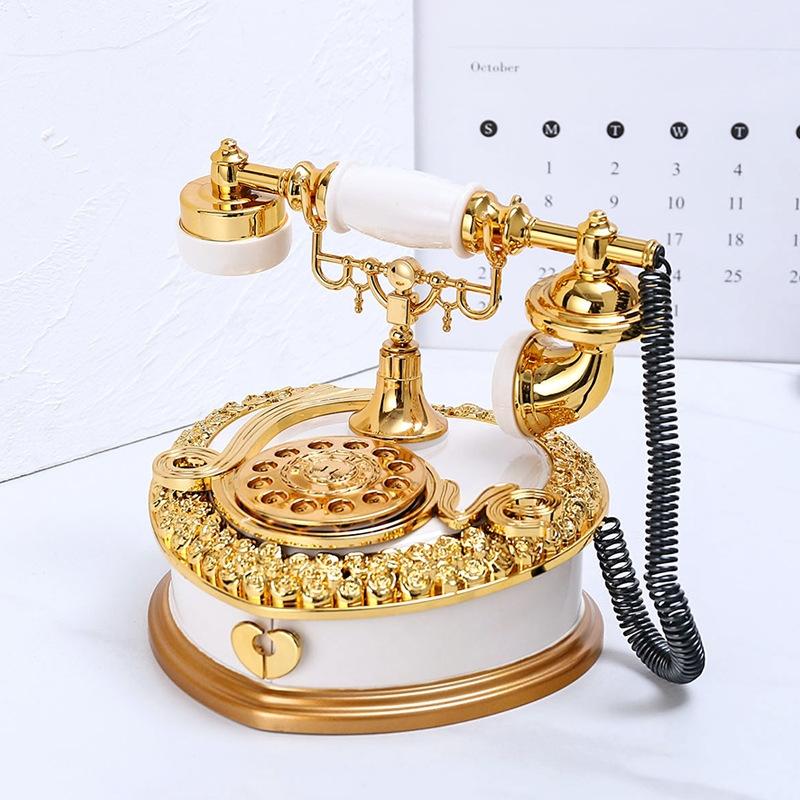 Vintage Rotary Telephone Music Box Decor for Home Entryway Gift