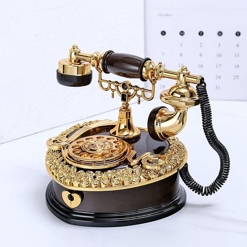 Vintage Rotary Telephone Music Box Decor for Home Entryway Gift