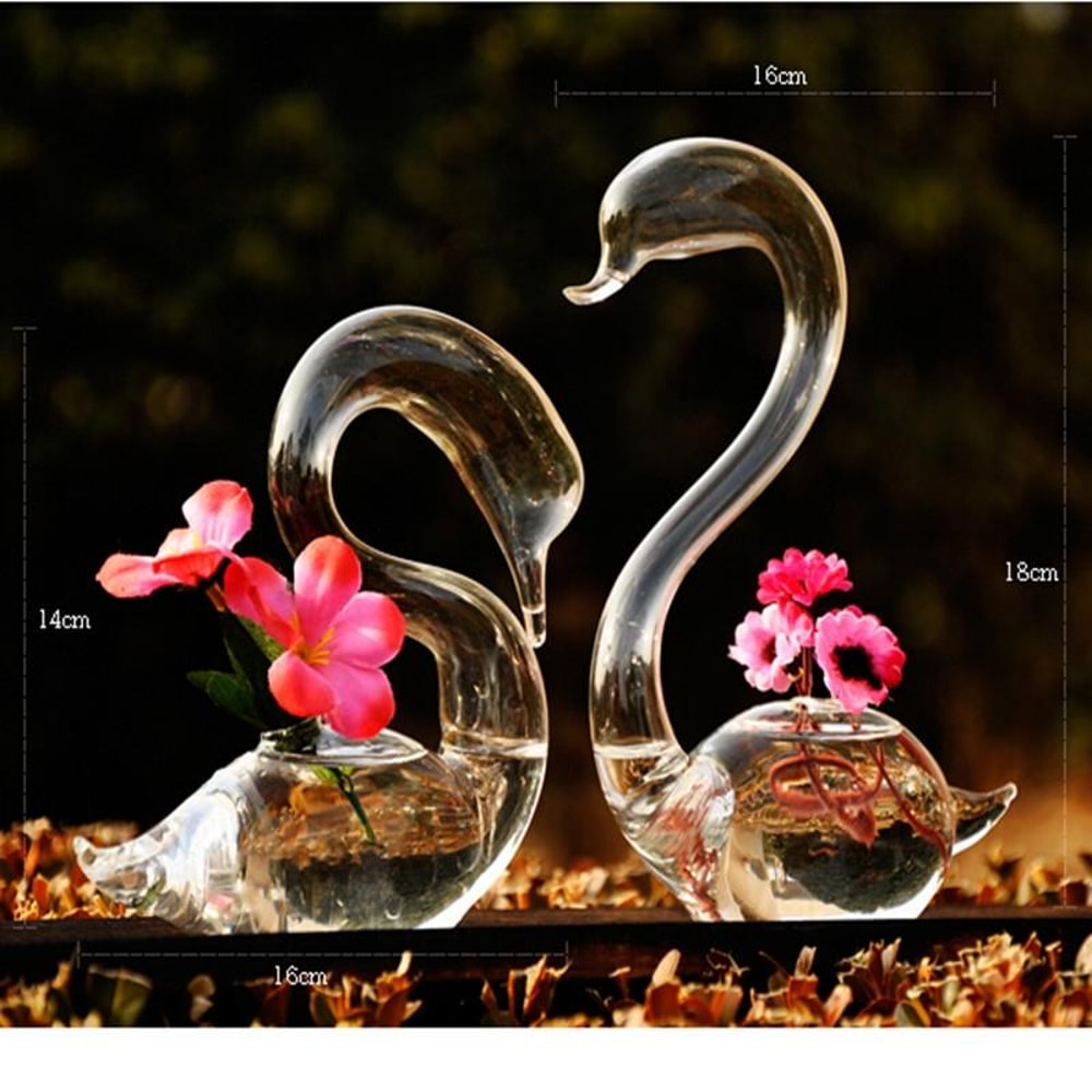 Elegant Swan Glass Vase Centerpiece for Home & Wedding Decor