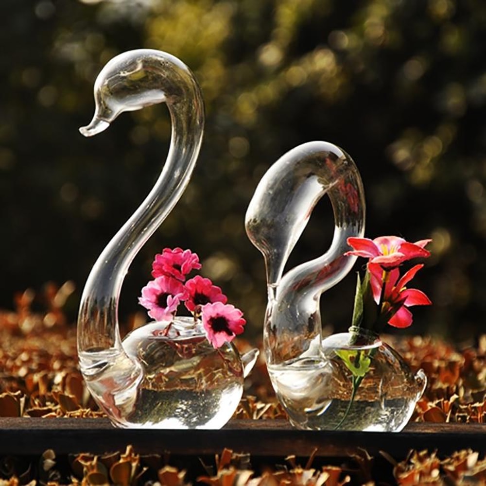 Elegant Swan Glass Vase Centerpiece for Home & Wedding Decor