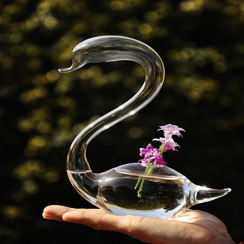 Elegant Swan Glass Vase Centerpiece for Home & Wedding Decor