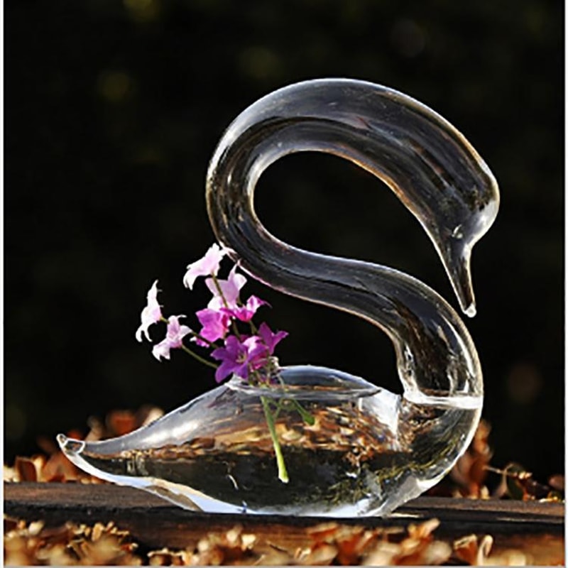 Elegant Swan Glass Vase Centerpiece for Home & Wedding Decor