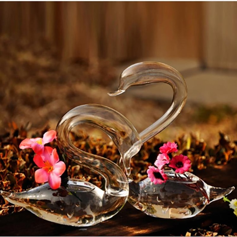 Elegant Swan Glass Vase Centerpiece for Home & Wedding Decor