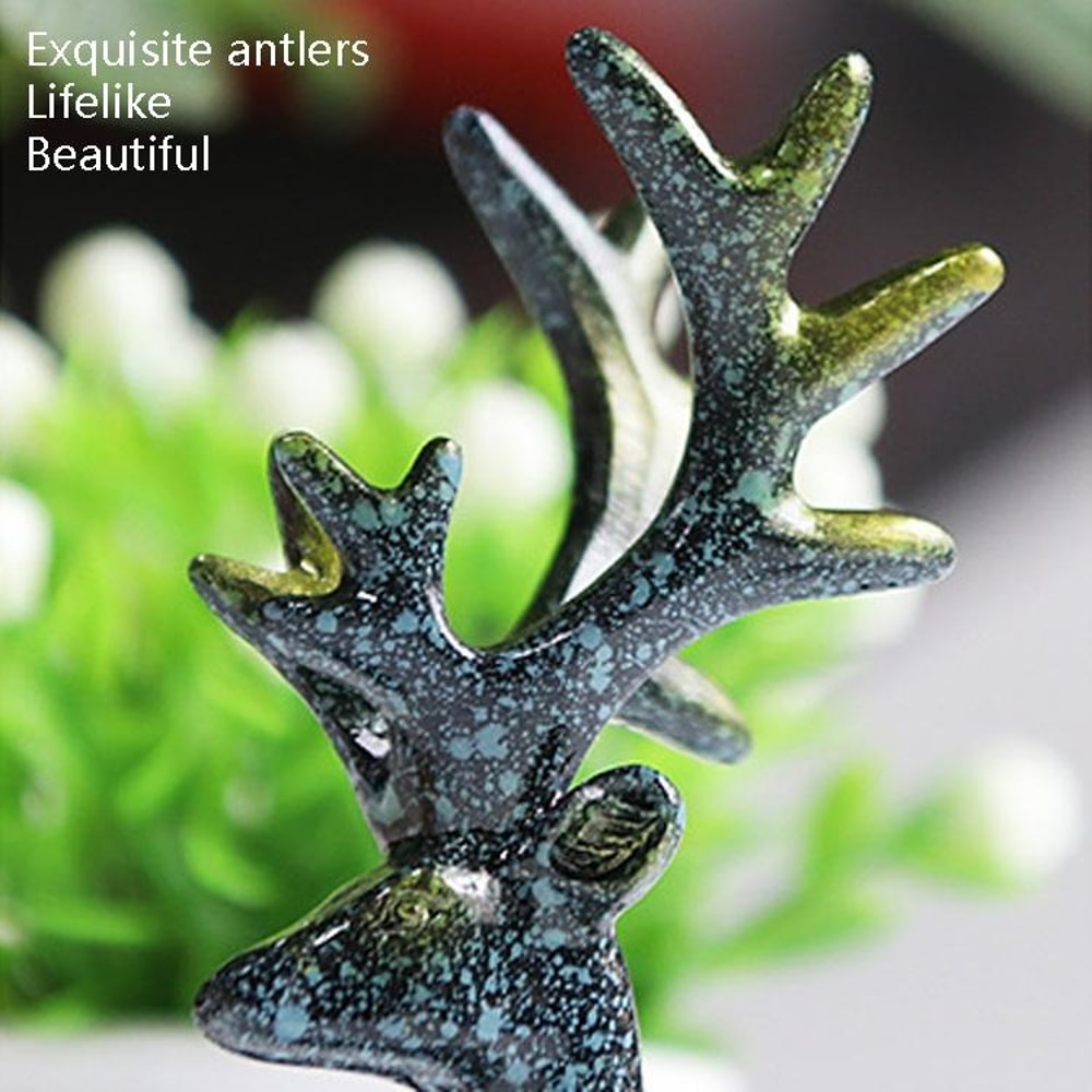 Elegant Deer Car Ornament Set Resin Dashboard Decor For Home And Office 5