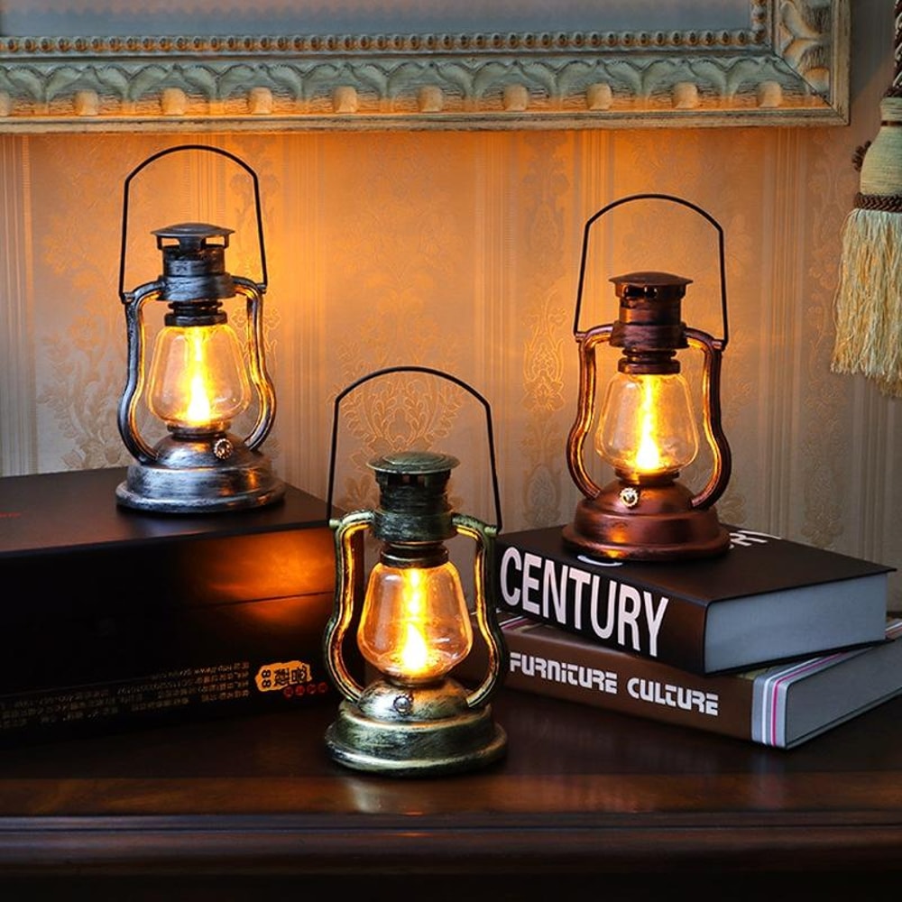 Solar Flame Lantern Vintage Kerosene Style Outdoor Decorative Light