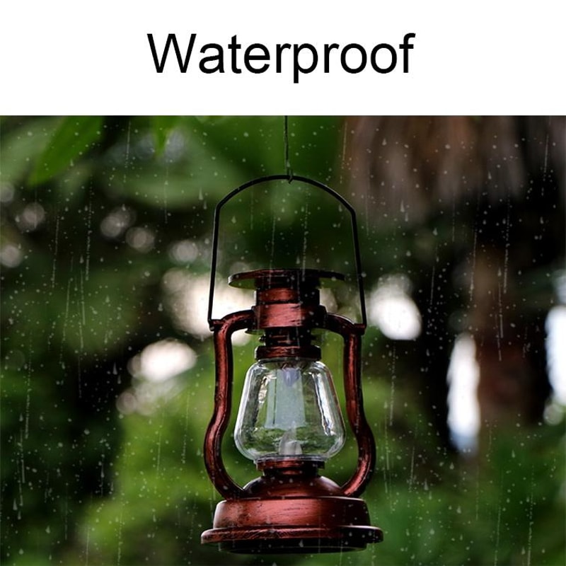Solar Flame Lantern Vintage Kerosene Style Outdoor Decorative Light