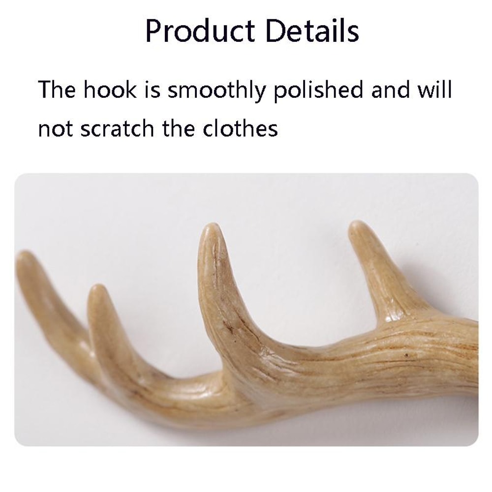 Resin Antler Wall Hook Decorative Coat Rack Wall Hanger For Entryway Storage 2