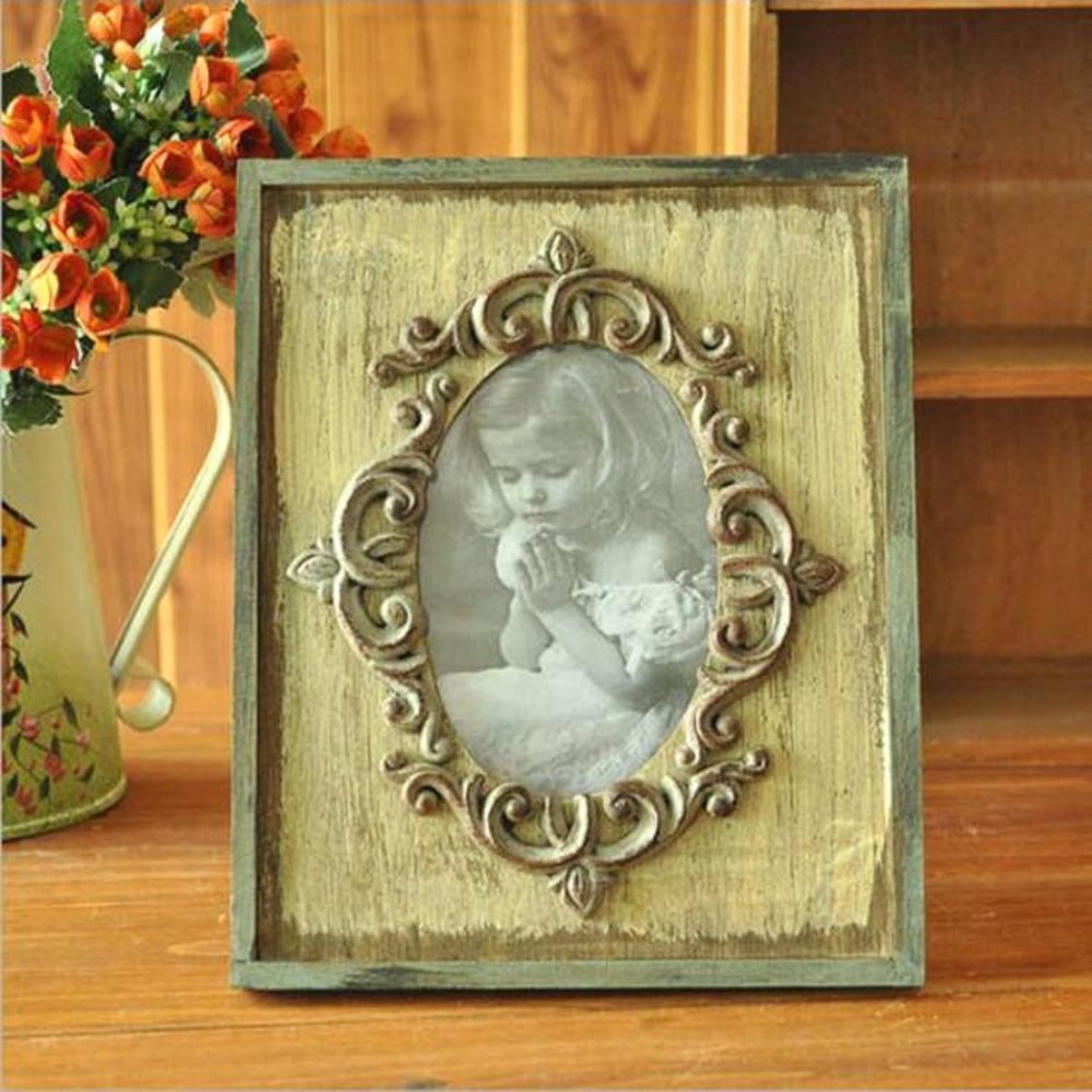Vintage Wooden Photo Frame Rustic Home Decor Desktop and Wall Picture Frame