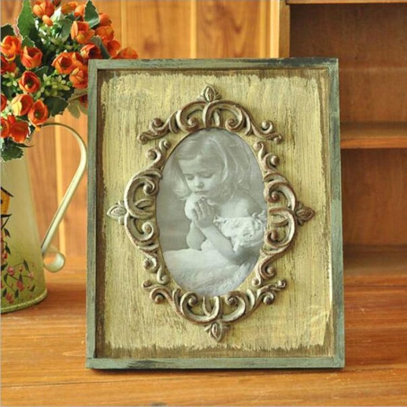 Vintage Wooden Photo Frame Rustic Home Decor Desktop and Wall Picture Frame
