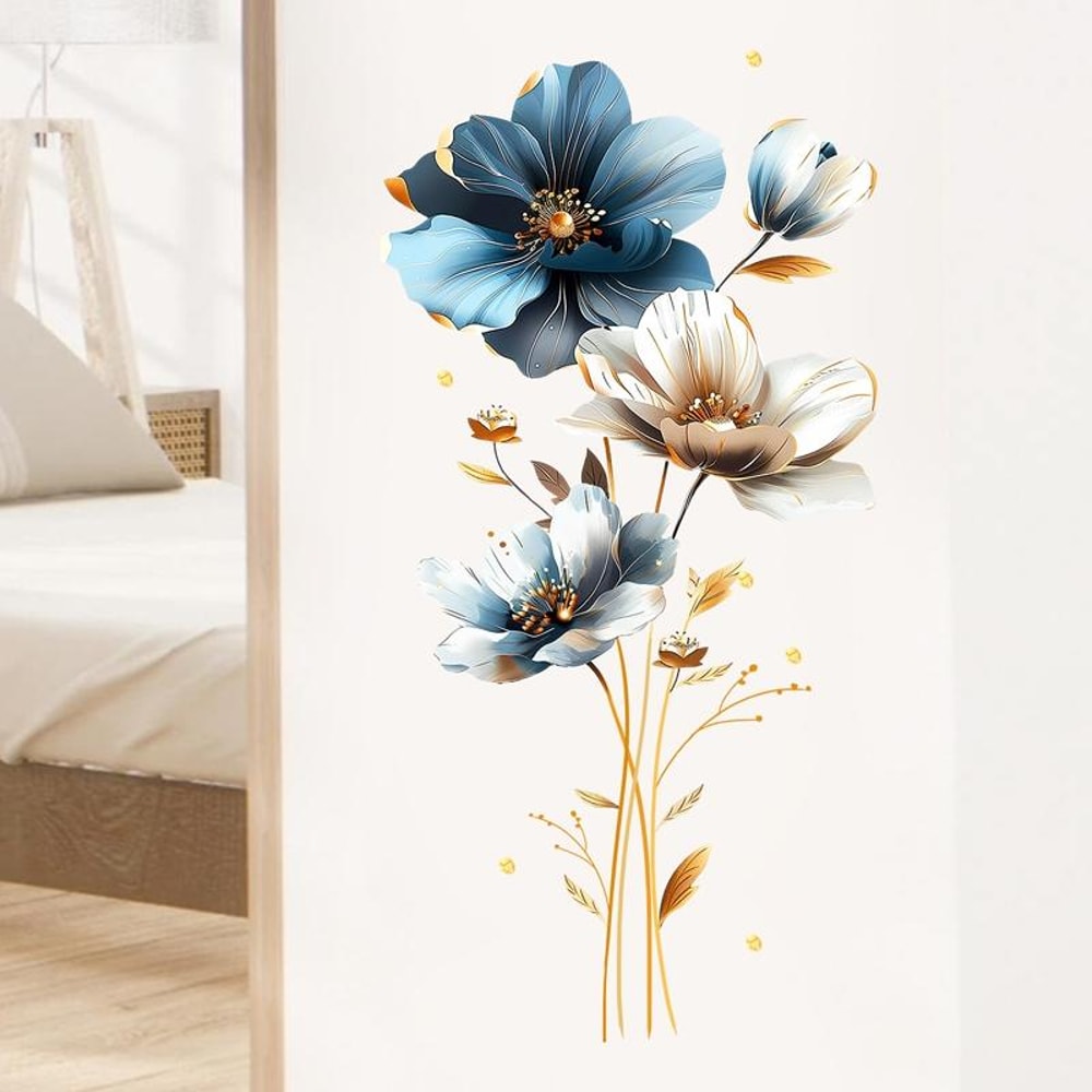 3D Flower Wall Stickers Floral PVC Wall Decals for Bedroom Home Decor