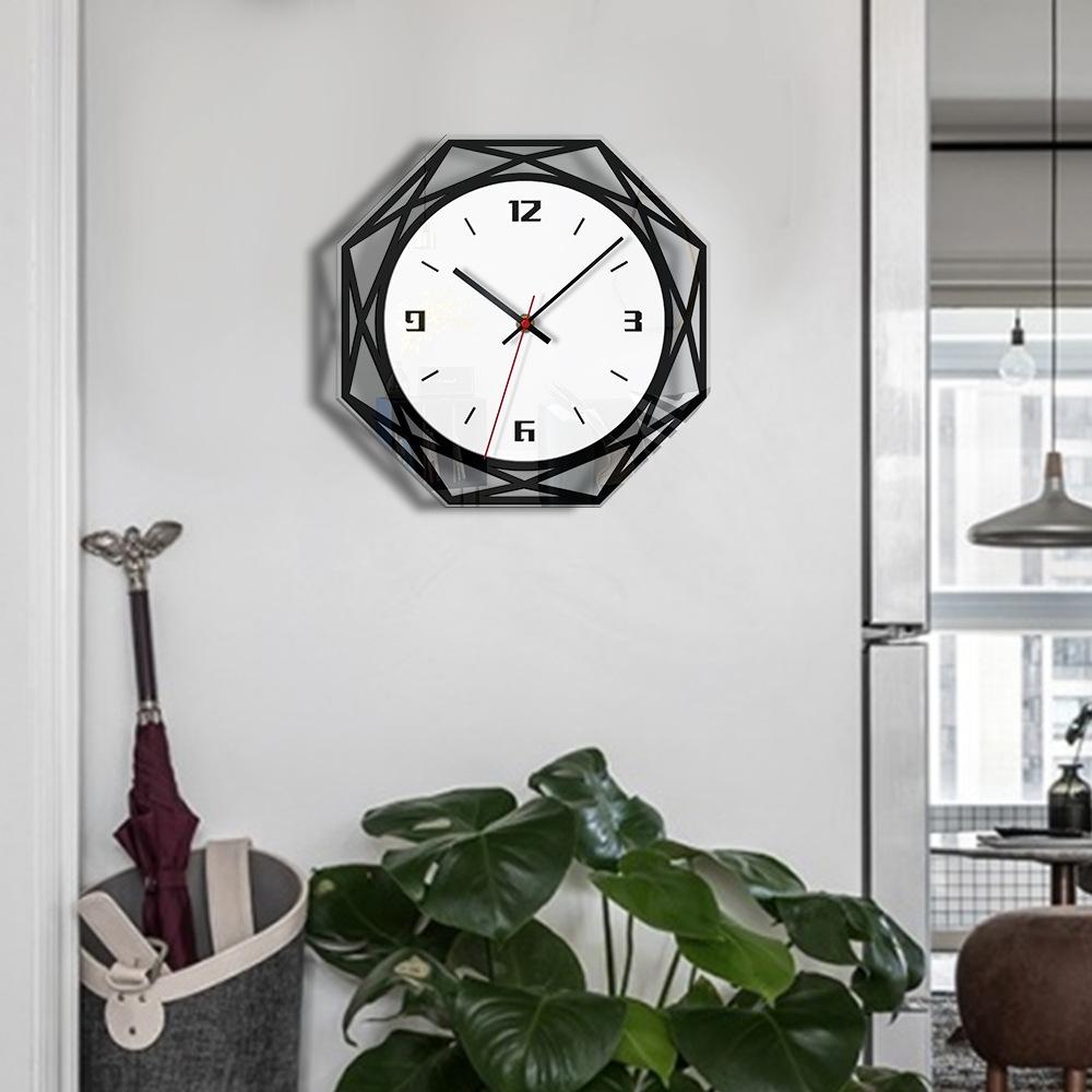 Modern Acrylic Wall Clock Transparent Minimalist Home Decor Quartz Timepiece Black 3