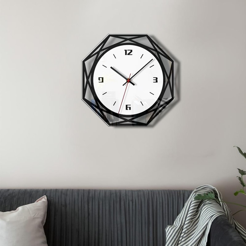 Modern Acrylic Wall Clock Transparent Minimalist Home Decor Quartz Timepiece Black 5