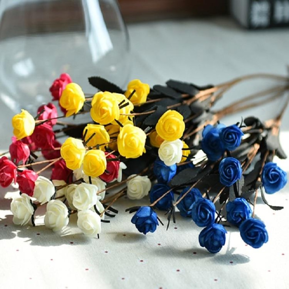 Artificial Rose Bud Wedding Flower Arrangement Silk Decoration for Home, Party & Events