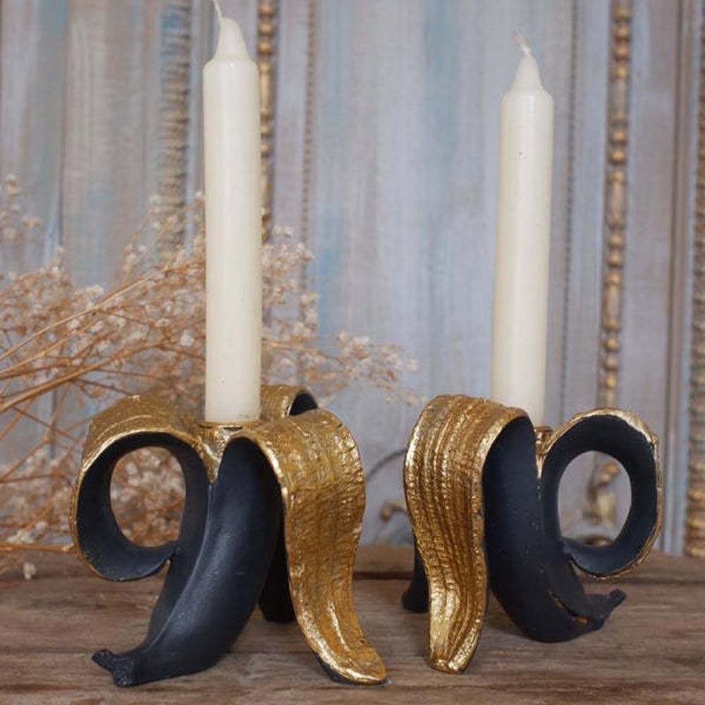 Banana Peel Candle Holder Resin Home Decor Accent