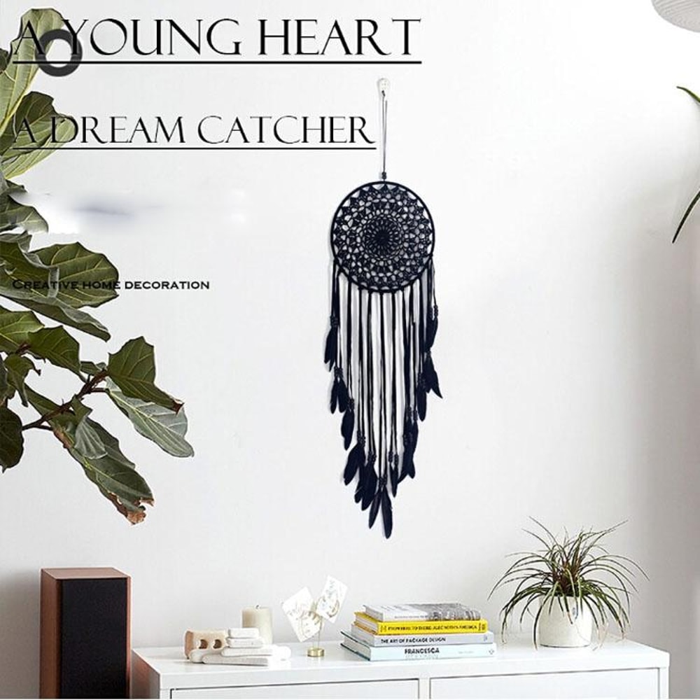Black Hand Woven Dream Catcher Wall Hanging Car Decoration Boho Home Decor 3
