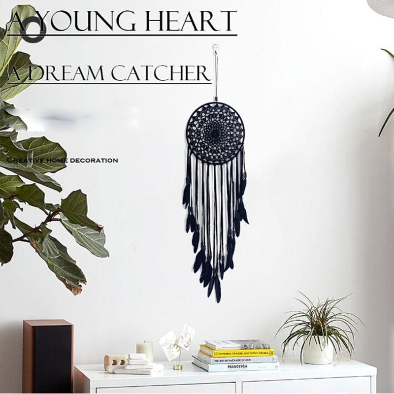 Black Hand Woven Dream Catcher Wall Hanging Car Decoration Boho Home Decor 3