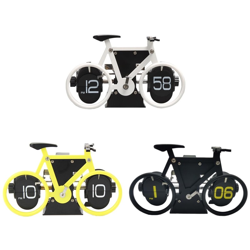 Retro Flip Clock Bicycle Shape Decorative Quartz Home Table Clock for Living Room and Office Decor