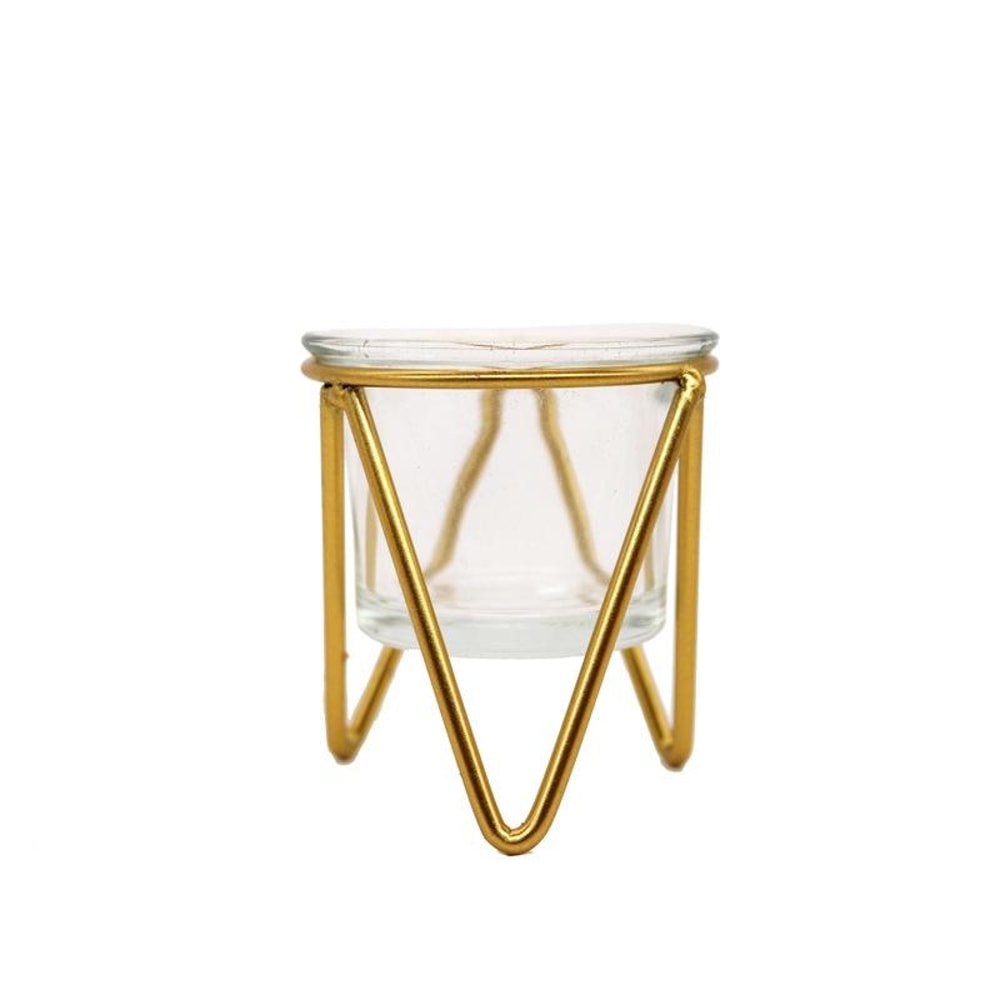 Wrought Iron Glass Candle Holder Vintage Home Decor Gold Decorative Candle Holder Ornament 2