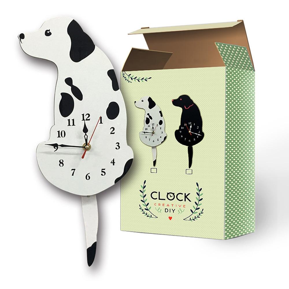 Dog Shaped Swinging Tail Wall Clock Battery Operated Decorative Home Office Timepiece 3