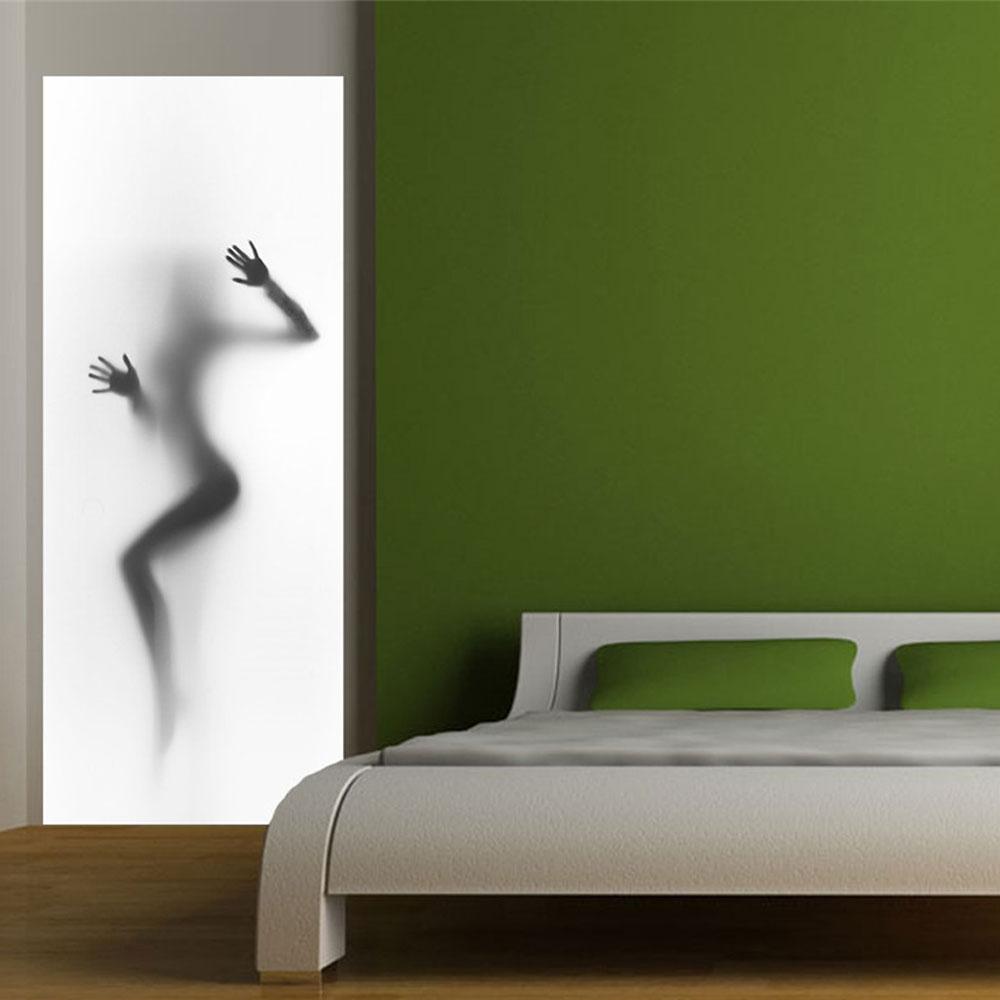 3D Silhouette Door Stickers Set Self Adhesive Door Decal Wall Art PVC Door Mural Decor