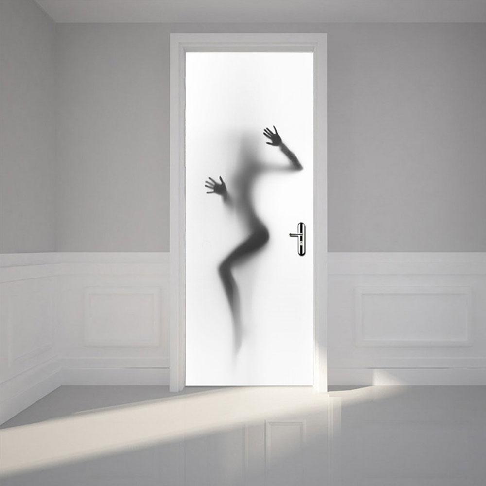 3D Silhouette Door Stickers Set Self Adhesive Door Decal Wall Art PVC Door Mural Decor