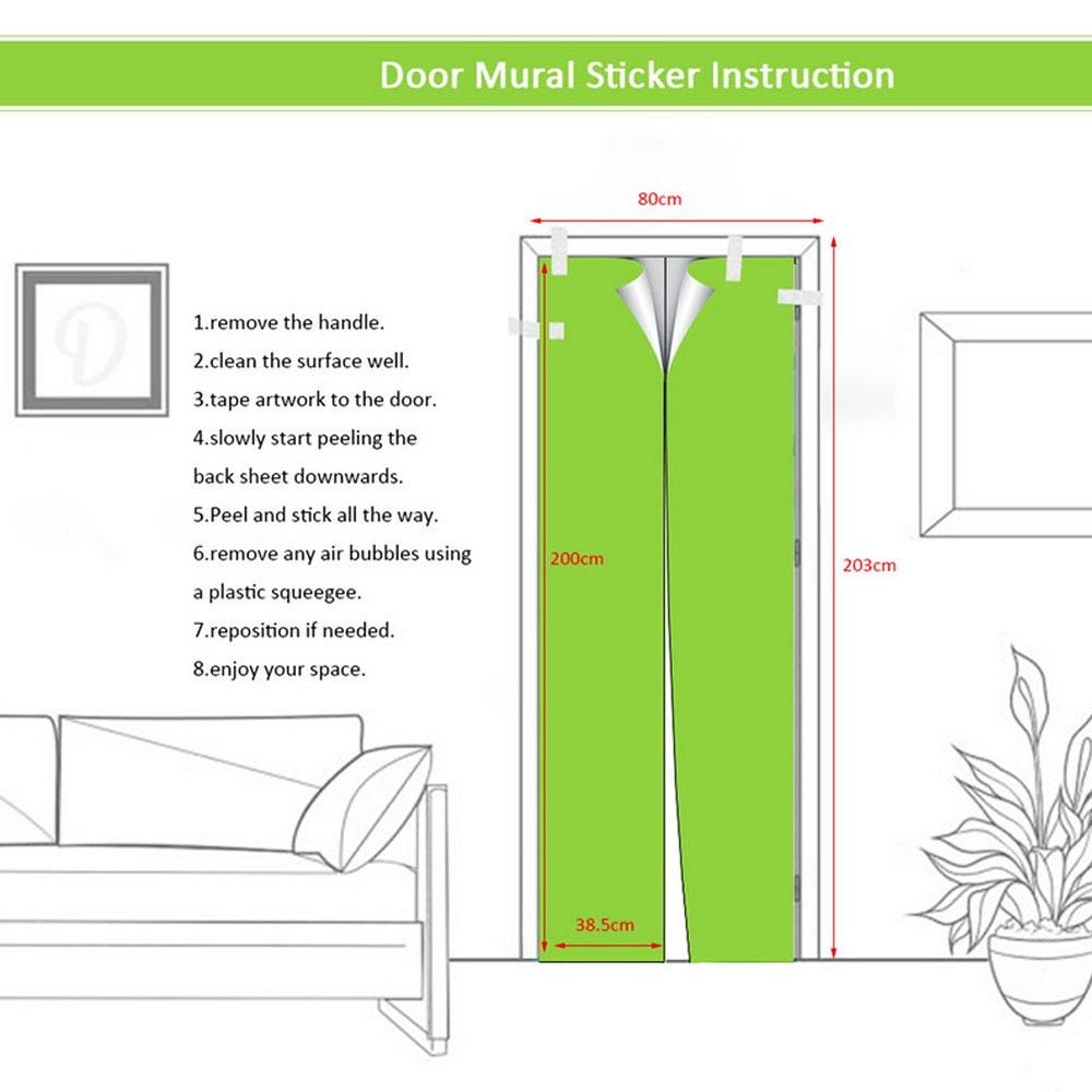 3D Silhouette Door Stickers Set Self Adhesive Door Decal Wall Art PVC Door Mural Decor