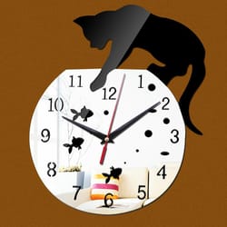 3d acrylic cat mirror wall clock diy decorative wall clock for modern home decor