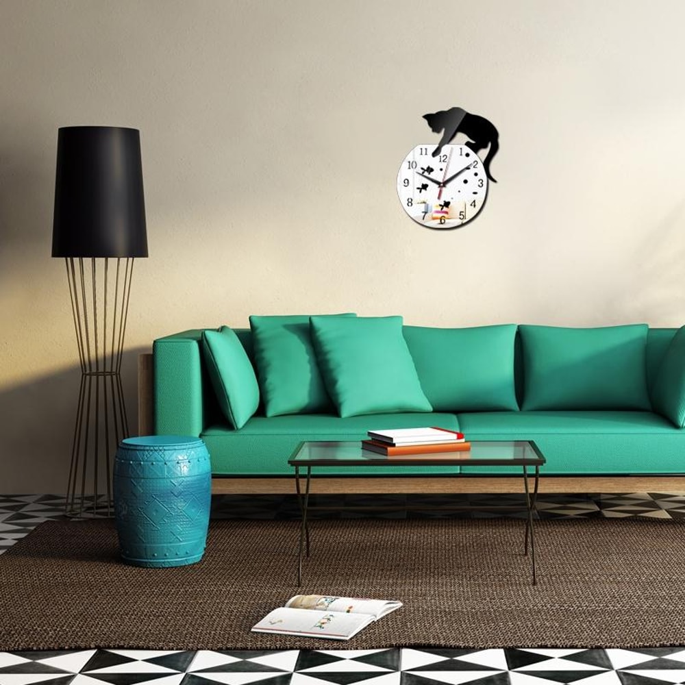 3D Acrylic Cat Mirror Wall Clock DIY Decorative Wall Clock for Modern Home Decor