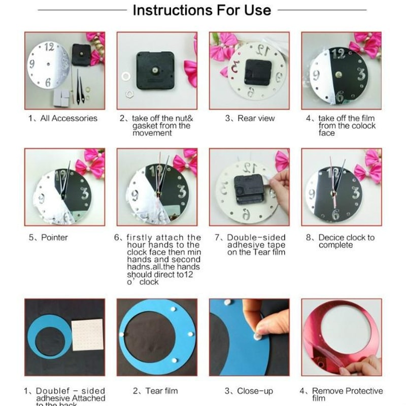 3D Acrylic Cat Mirror Wall Clock DIY Decorative Wall Clock for Modern Home Decor