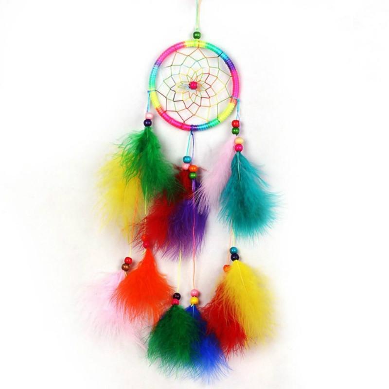 Boho Dream Catcher Car Hanging Ornament Handwoven Feather Wall Decor 1