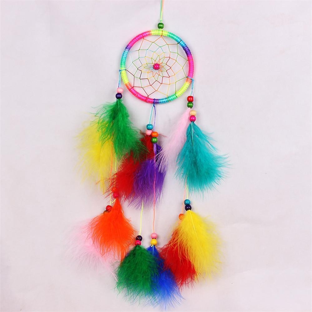 Boho Dream Catcher Car Hanging Ornament Handwoven Feather Wall Decor 2