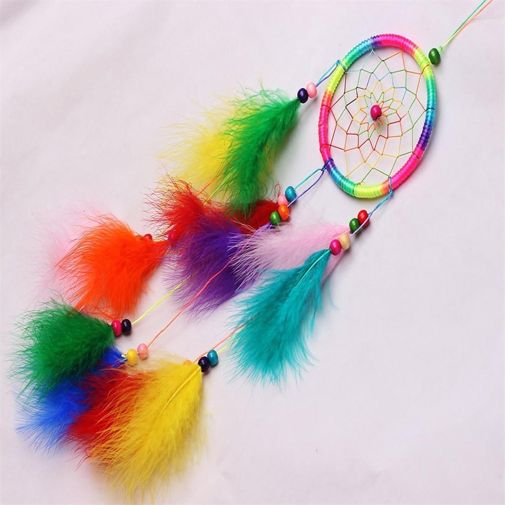 Boho Dream Catcher Car Hanging Ornament Handwoven Feather Wall Decor 4