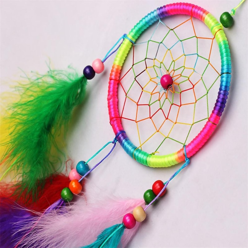 Boho Dream Catcher Car Hanging Ornament Handwoven Feather Wall Decor 5