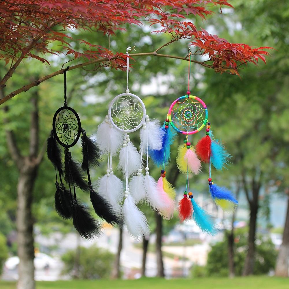Boho Dream Catcher Car Hanging Ornament Handwoven Feather Wall Decor 8