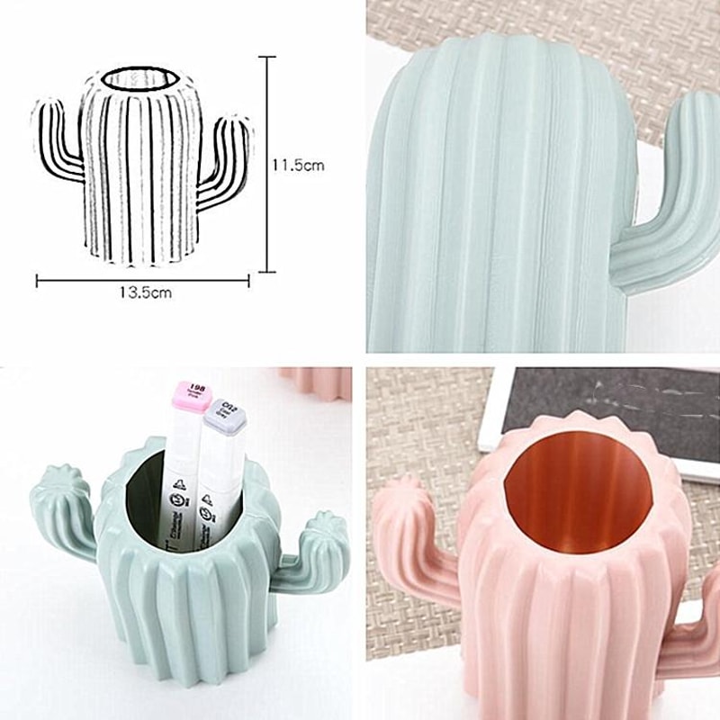 Modern Cactus Pen Holder Vase Decorative Desk Organizer for Home Office