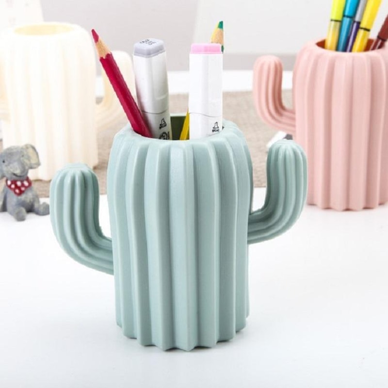Modern Cactus Pen Holder Vase Decorative Desk Organizer for Home Office