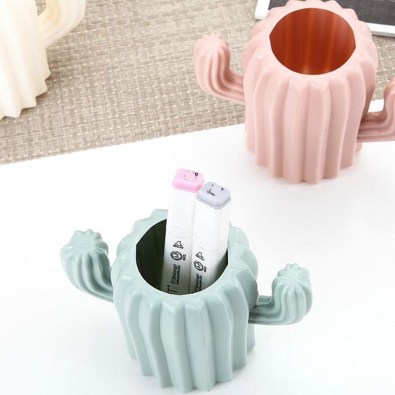 Modern Cactus Pen Holder Vase Decorative Desk Organizer for Home Office