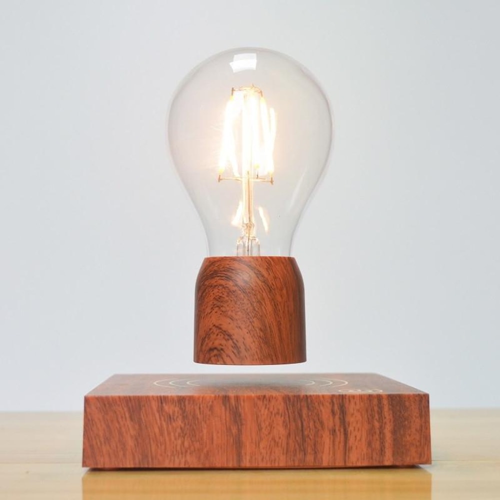 LevitoGlow Magnetic Floating Bulb Lamp with Wooden Base LED Ambient Light