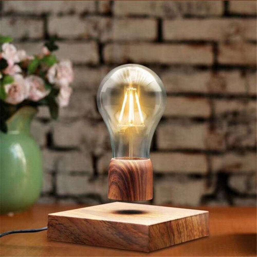 LevitoGlow Magnetic Floating Bulb Lamp with Wooden Base LED Ambient Light